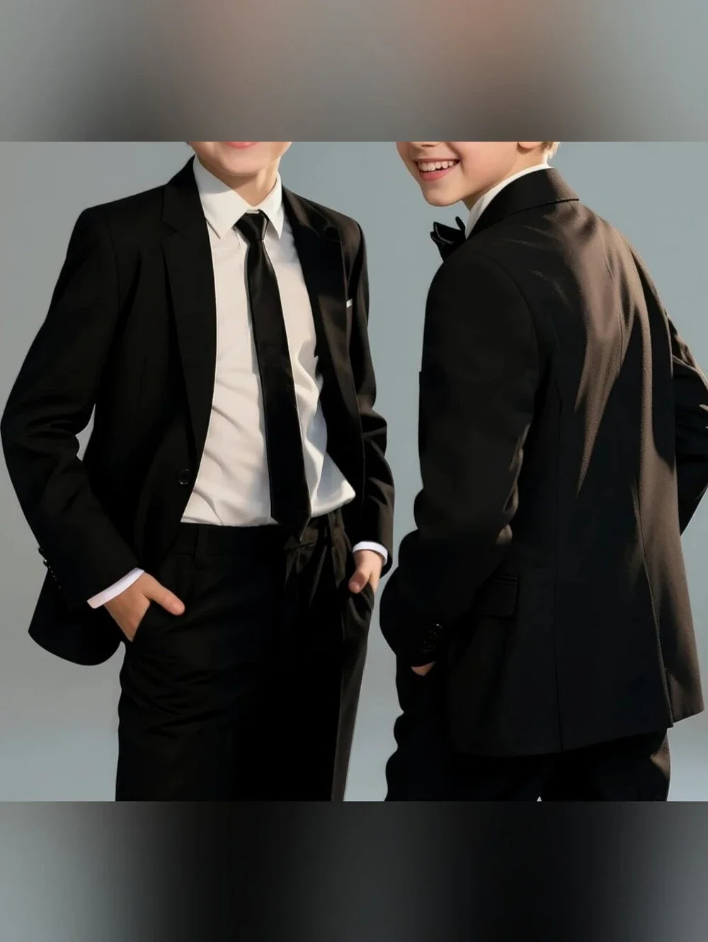 Classic Black Boys Suit Jacket & Pants Set with White Shirt